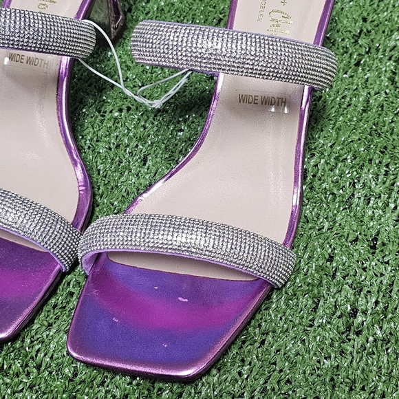 CHASE & CHLOE | ARABELLA EMBELLISHED DOUBLE STRAP METALLIC HEELS - NWOT! - Picture 10 of 16